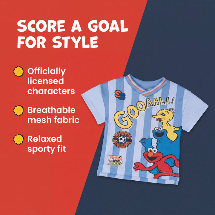 Sesame Street Boys' Short Sleeve Soccer Jersey Blue