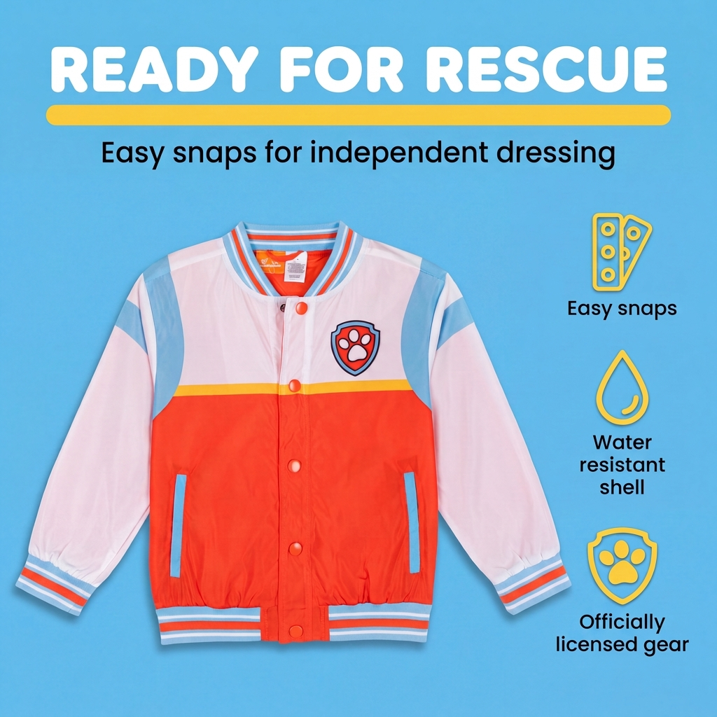 Paw Patrol Boys' Varsity Bomber Jacket Red White