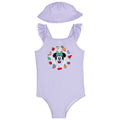 Minnie Mouse Girls' One Piece Swimsuit and Bucket Hat Set Lavender