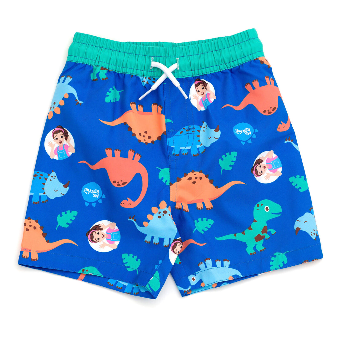 Ms. Rachel Boys' Swimwear 2-Piece Rash Guard and Swim Trunks Set Ms Herbie Blue