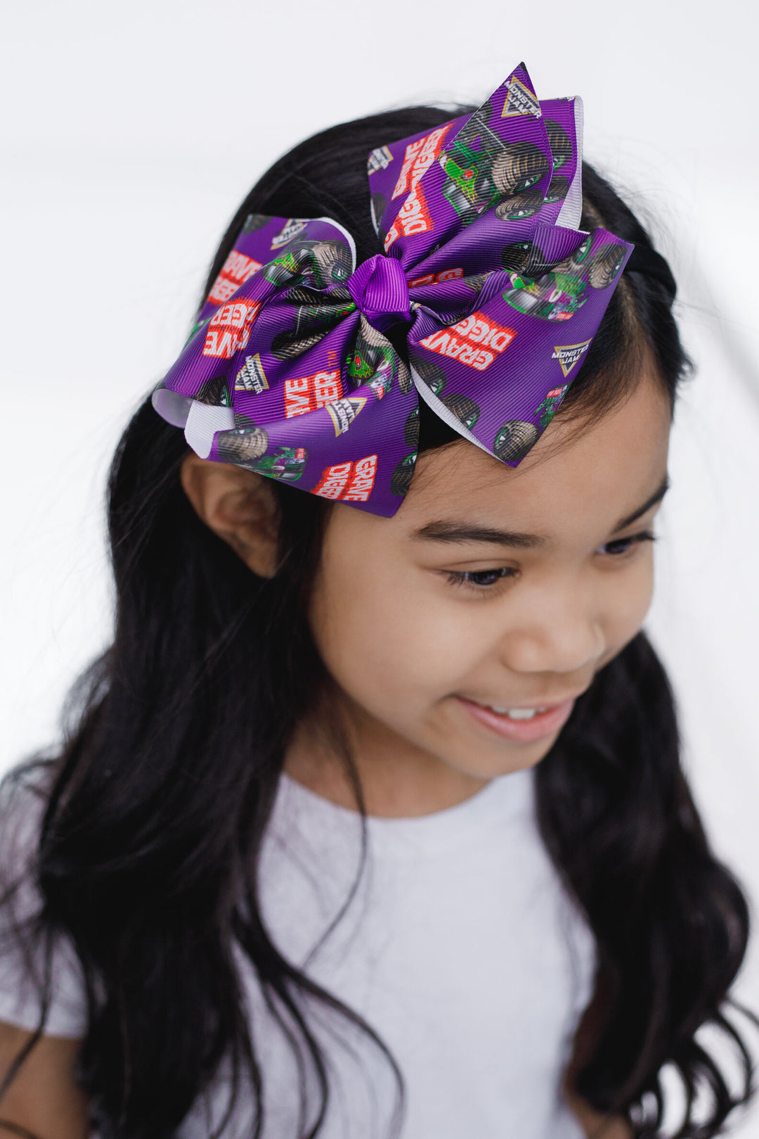 Monster Jam Grave Digger Bow Headband Purple