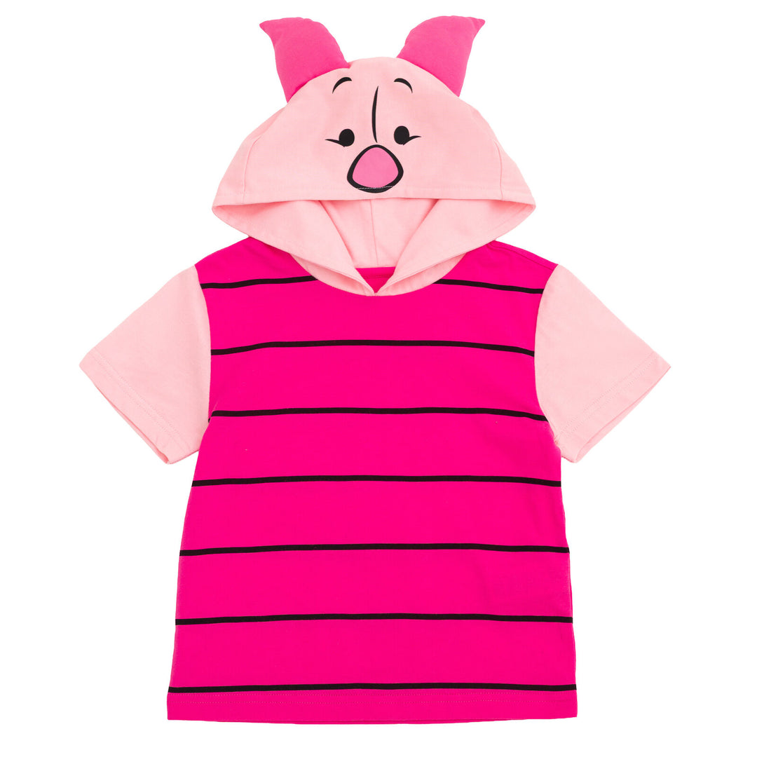 Disney Winnie the Pooh Piglet Boys' Cosplay Short Sleeve Hooded T-Shirt Pink Stripes