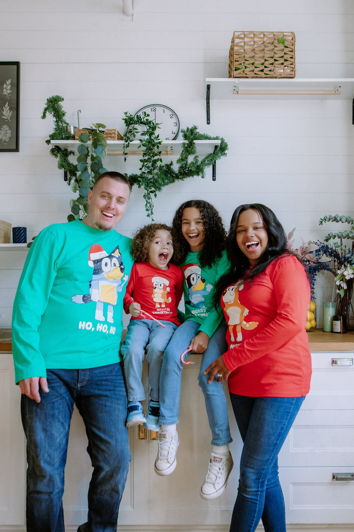 Bluey Bandit Dad Men's Christmas Long Sleeve Tee Forest Green