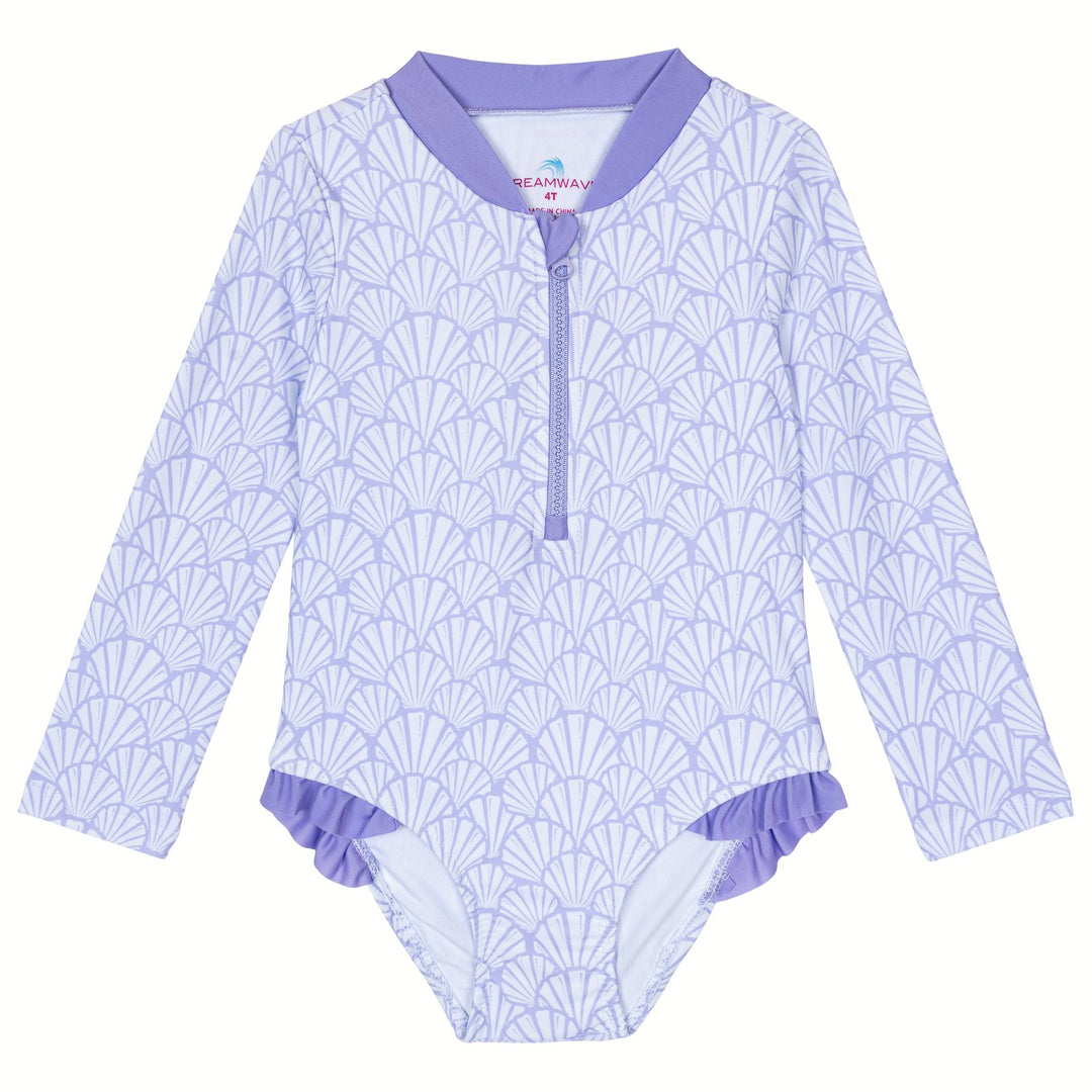 Dreamwave Girls' One Piece Bathing Suit Lavender Seashell