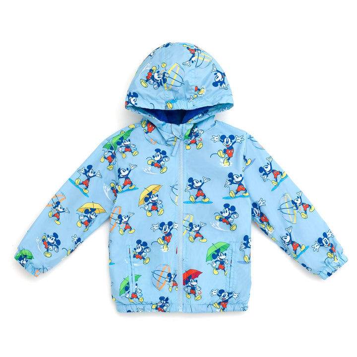 Disney Mickey Mouse Boys' Fleece Hooded Rain Jacket Light Blue