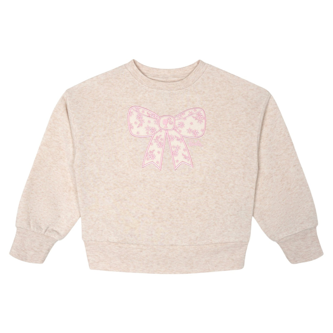 Barbie Girls' Fleece Sweatshirt and Pants Set Oatmeal Heather Pink