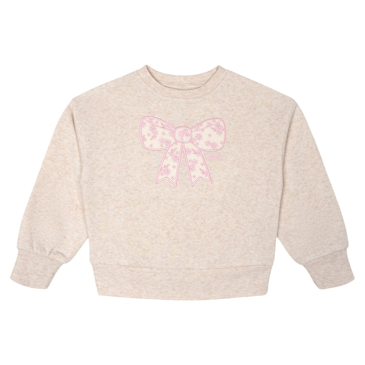 Barbie Girls' Fleece Sweatshirt and Pants Set Oatmeal Heather Pink
