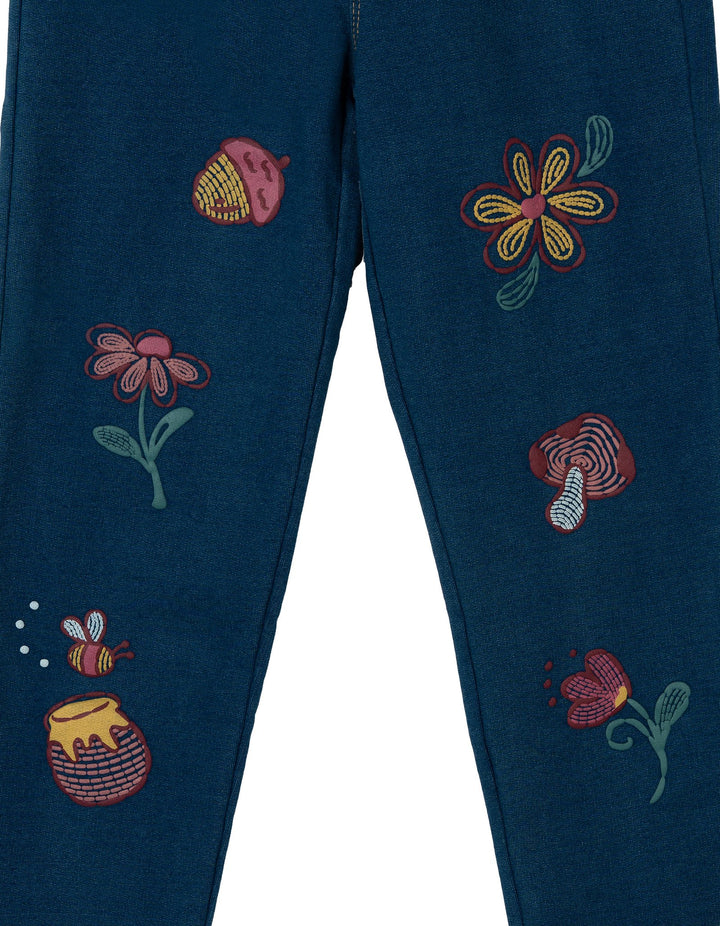 Disney Winnie the Pooh Girls' 2-Piece Top and Denim Pants Set Pink Piglet