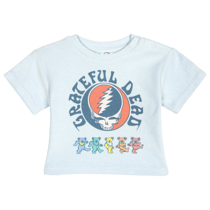 Grateful Dead Bands Boys' T-Shirt Shorts and Bucket Hat Set Sky Blue