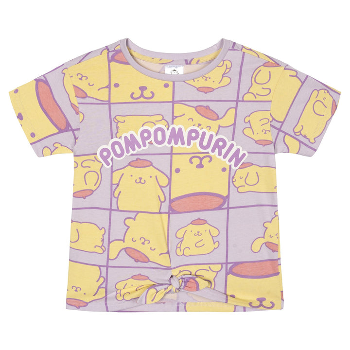 Hello Kitty Pompompurin Girls' Short Sleeve T-Shirt Purple