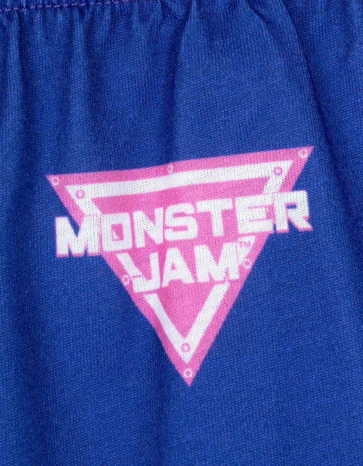 Monster Jam Sparkle Smash Girls' 2-Piece Pajama Shirt and Pants Set Purple