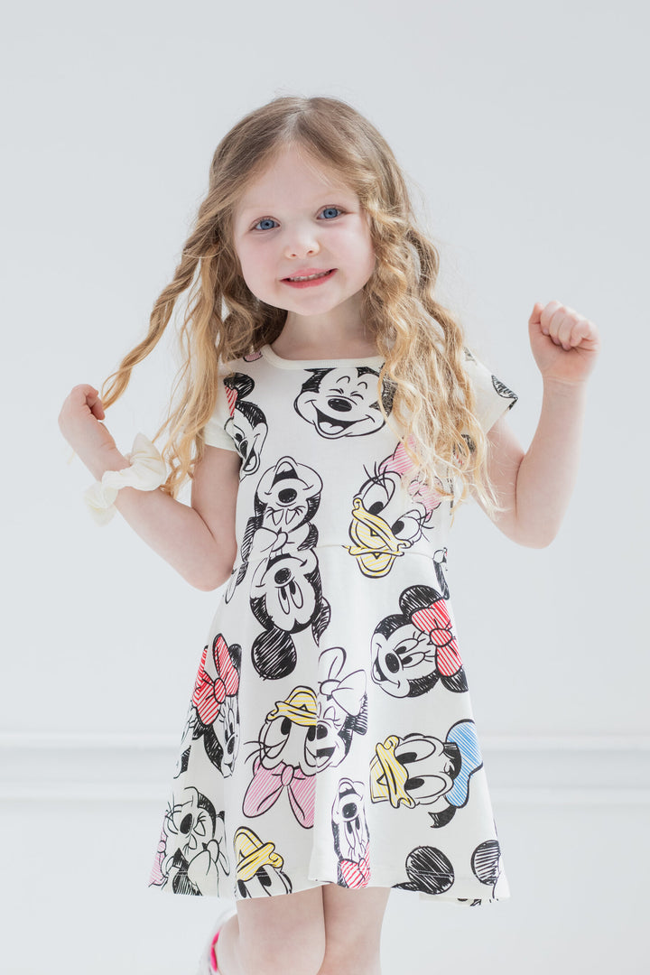 Disney Mickey Mouse & Friends Girls' Skater Dress and Scrunchie Set Tusk