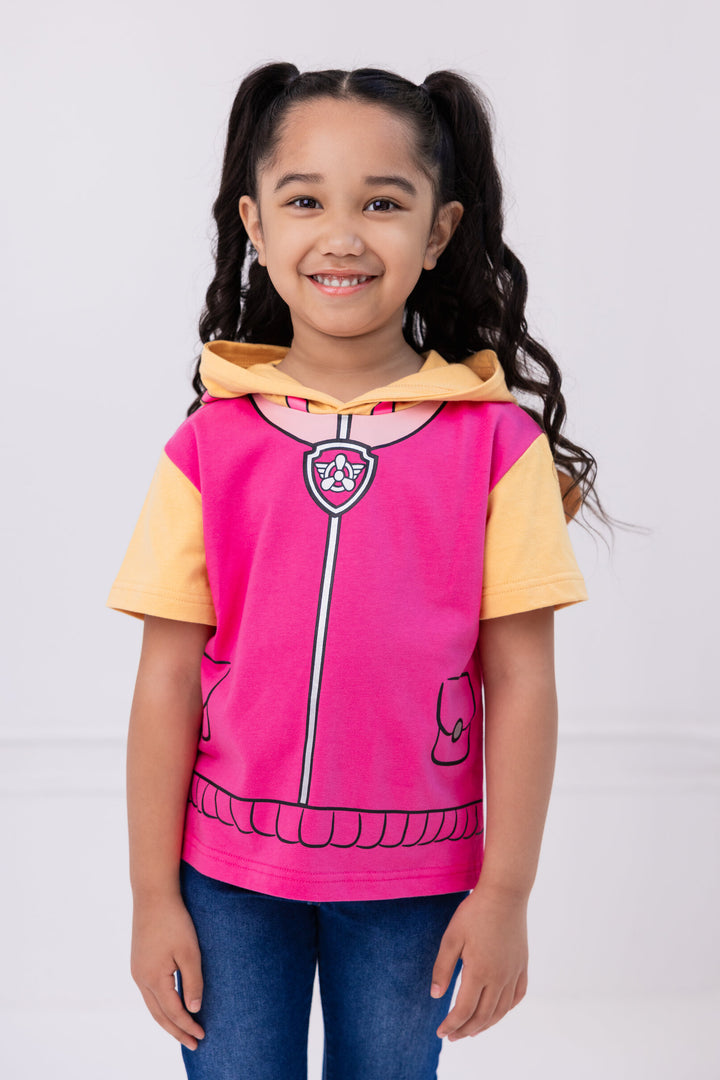 Paw Patrol Skye Girls' Cosplay Hooded T-Shirt Pink Tan