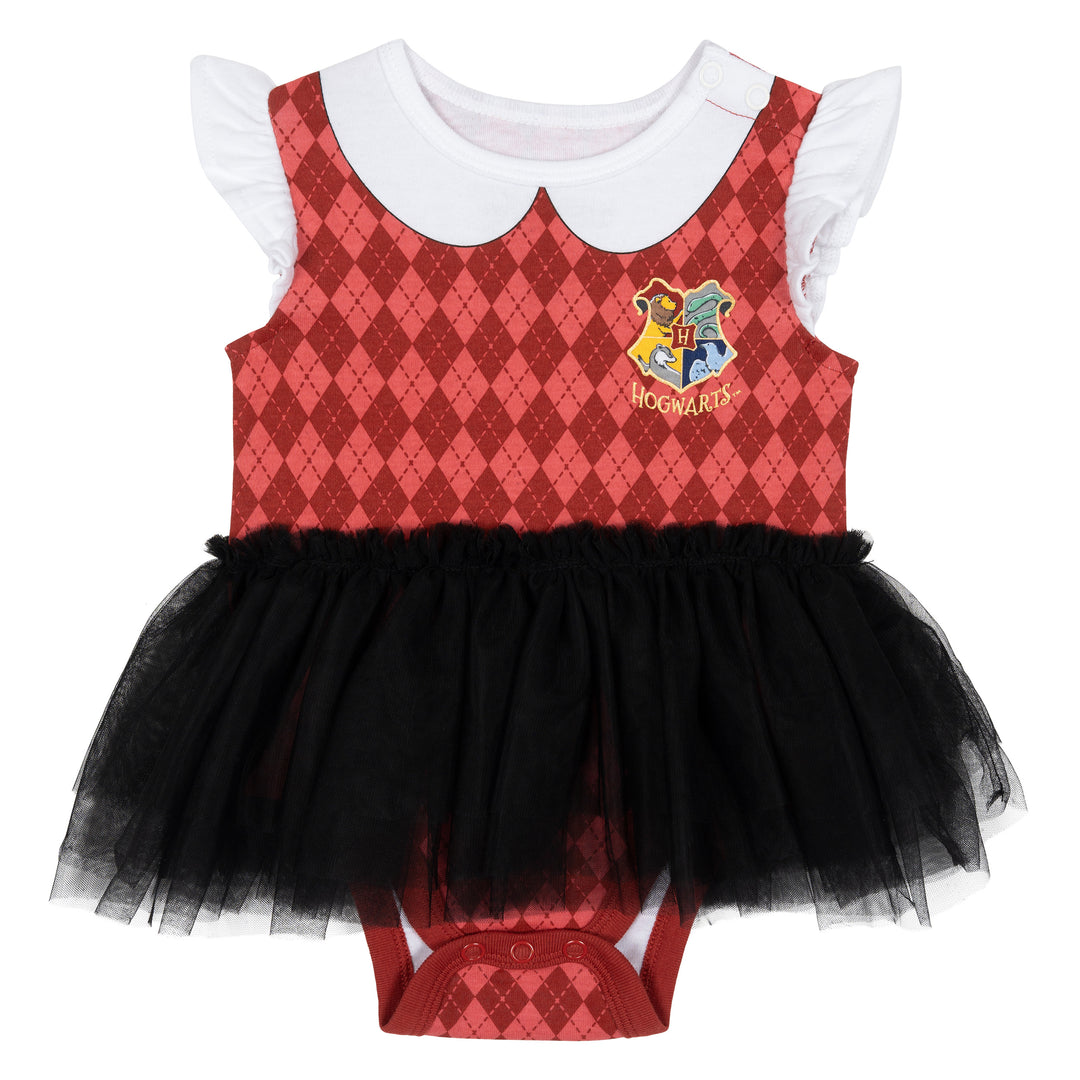 Harry Potter Baby Girls' Cosplay Tutu Bodysuit and Headband Set Burgundy Argyle
