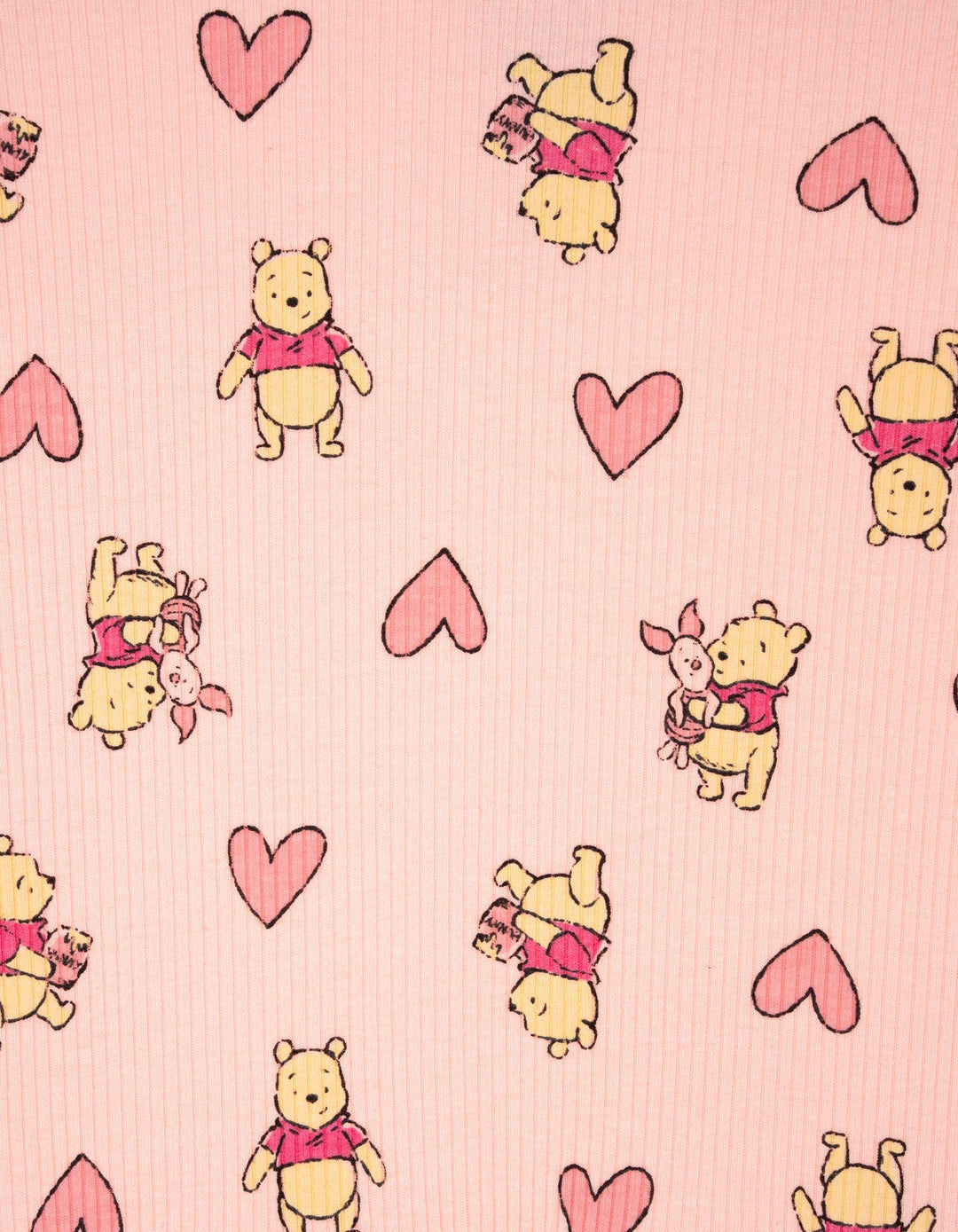 Disney Winnie the Pooh Girls' Ribbed Long Sleeve Tee and Pants Set Pink Heart