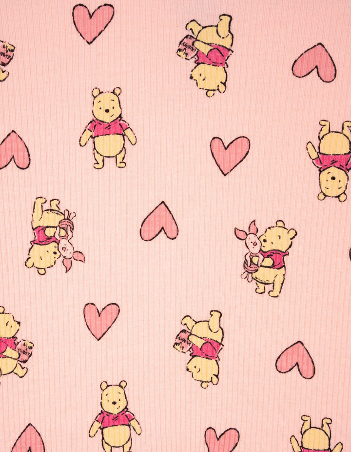 Disney Winnie the Pooh Girls' Ribbed Long Sleeve Tee and Pants Set Pink Heart
