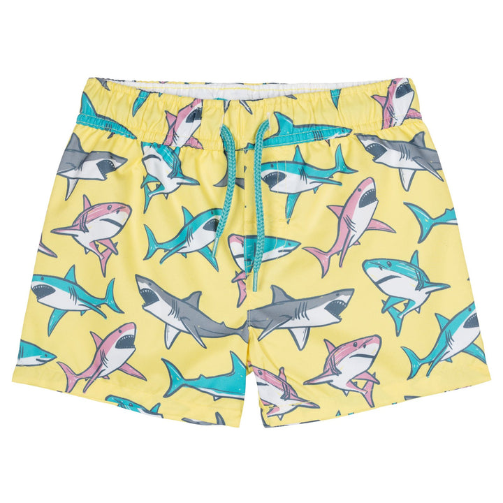Dreamwave Boys' 2-Piece Swimwear Rash Guard and Swim Trunks Set Grey Teal Yellow