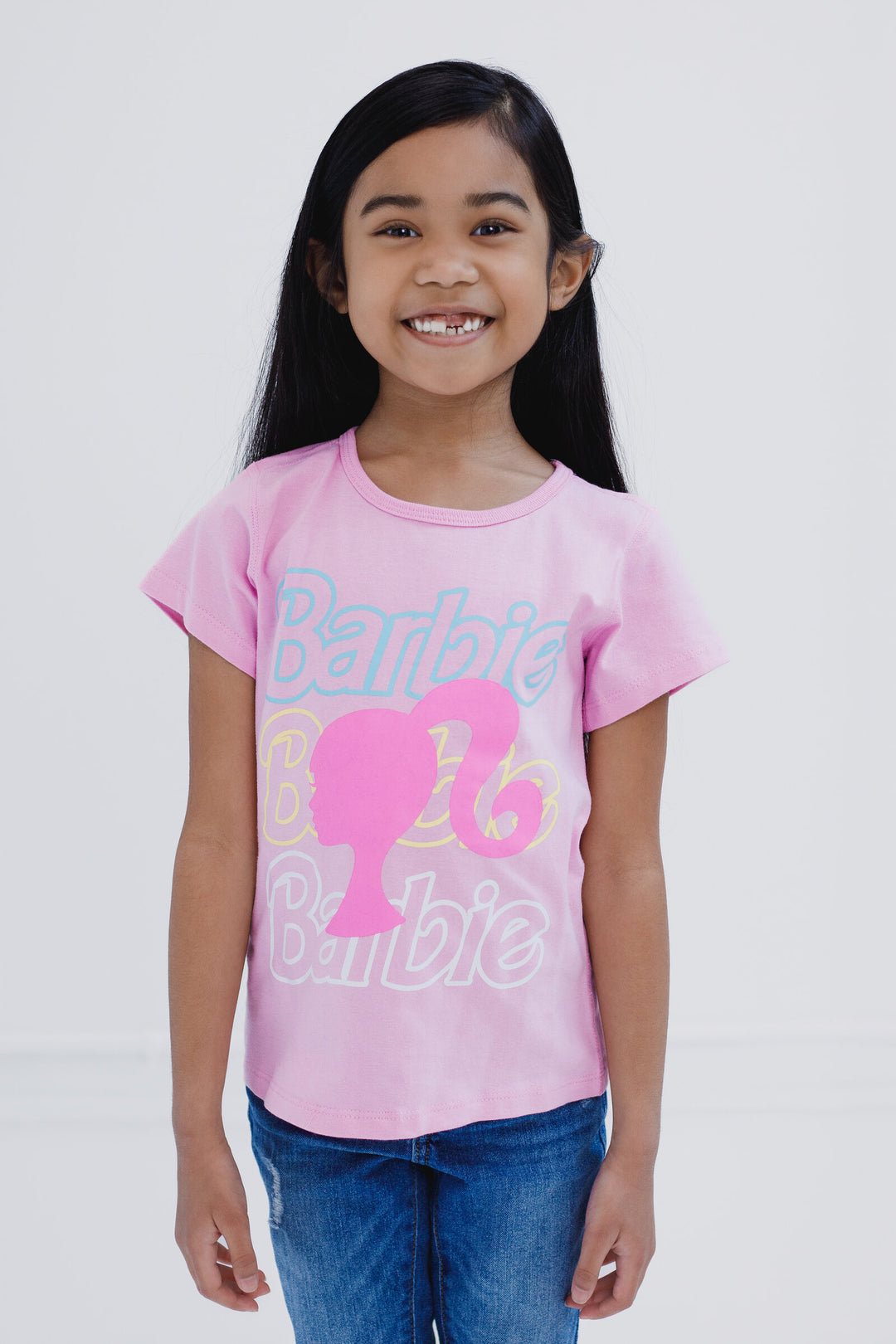 Barbie Girls' Sensory Friendly 2-Pack T-Shirts Fuchsia Light Pink