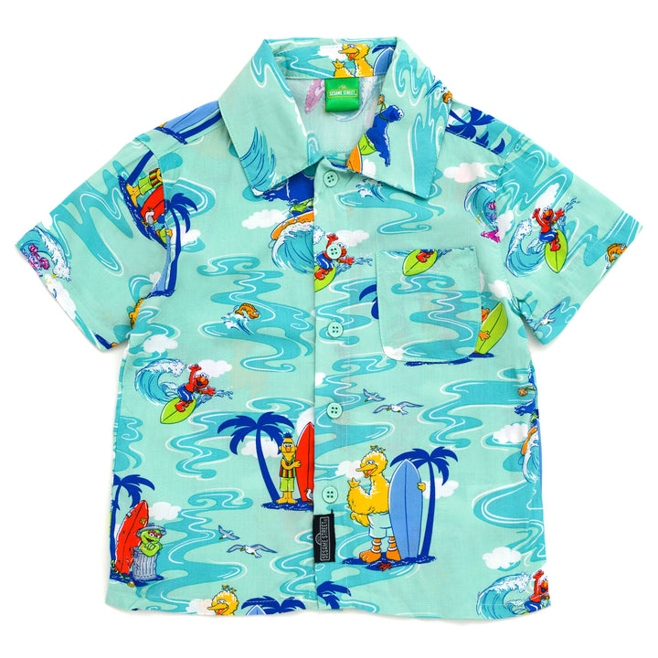 Sesame Street Abby Cadabby Bert & Ernie Big Bird Cookie Monster Elmo Matching Family Hawaiian Button Down Dress Shirt Adult