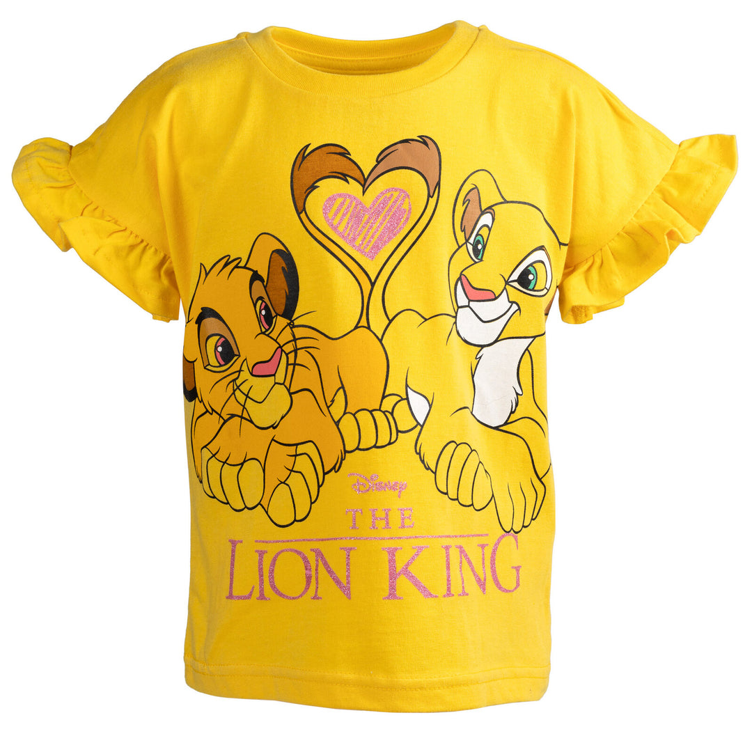 Disney Lion King Girls' 2-Pack Short Sleeve T-Shirts Simba Nala Yellow