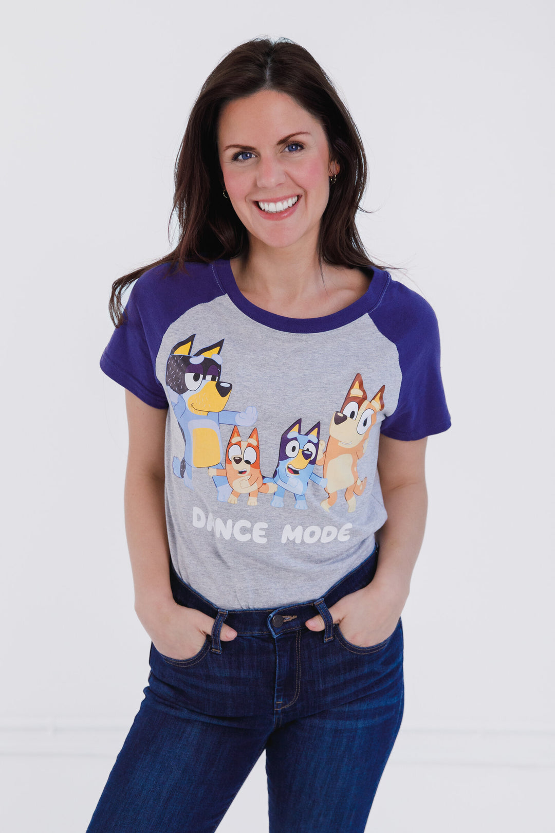 Bluey Women's Short Sleeve T-Shirt Grey Navy