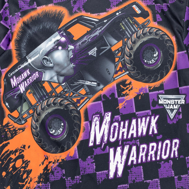 Monster Jam Mohawk Warrior Boys' Athletic Short Sleeve T-Shirt Purple