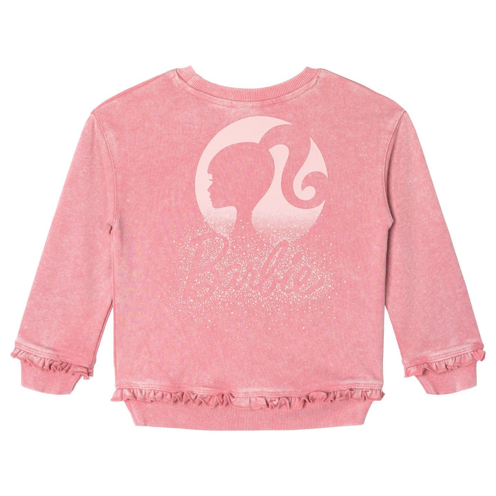 Barbie Girls' 2-Piece Fleece Sweatshirt and Joggers Set Pink Cloud Wash