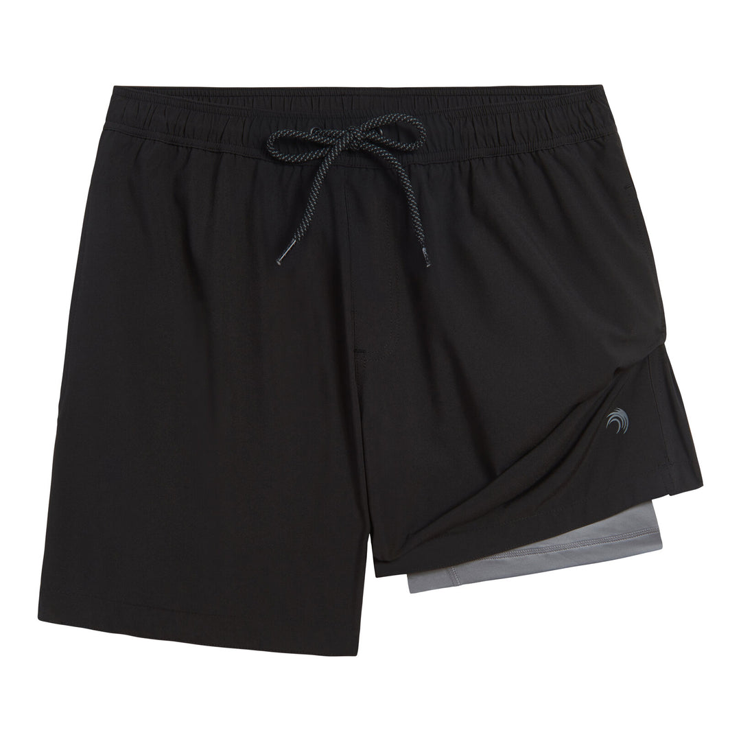 Dreamwave Men's Compression Liner Swim Trunks with Phone Pocket 7 inch Inseam Anti Chafing Static Black