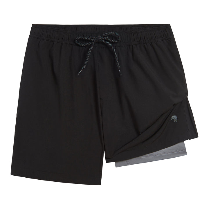 Dreamwave Men's 2-Pack Compression Liner Swim Trunks with Phone Pocket 7 inch Inseam Anti Chafing Black Olive Green