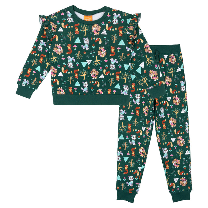 Paw Patrol Girls' Fleece Sweatshirt and Pants Set Skye Everest Green