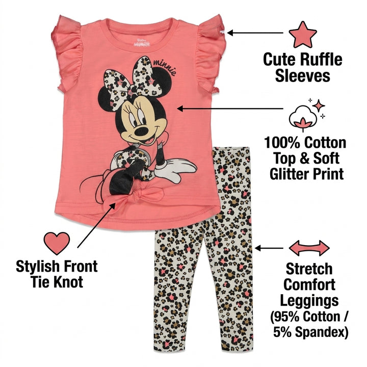 Minnie Mouse Girls' 2-Piece T-Shirt and Leggings Set Pink Ivory Floral