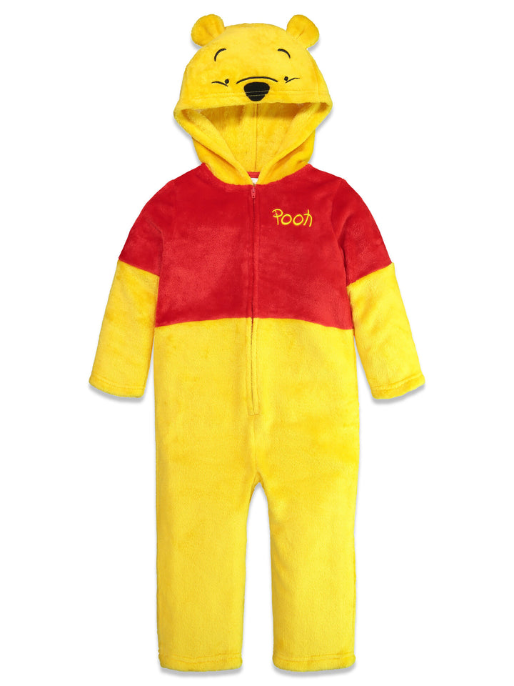 Disney Winnie the Pooh Matching Family Cosplay Hooded One Piece Pajamas Yellow Red