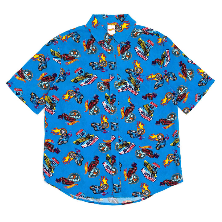 Hot Wheels Men's Racing Button-Down Shirt Flame Blue