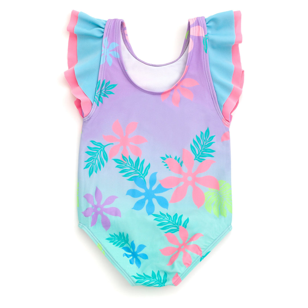 Lilo & Stitch Baby Girls' Ruffle Sleeve One-Piece Swimsuit Lavender Aqua
