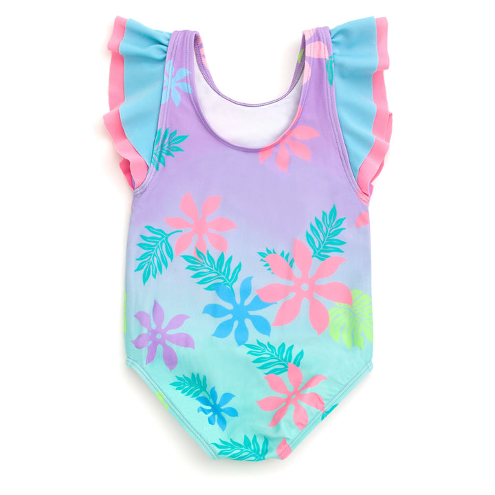 Lilo & Stitch Baby Girls' Ruffle Sleeve One-Piece Swimsuit Lavender Aqua