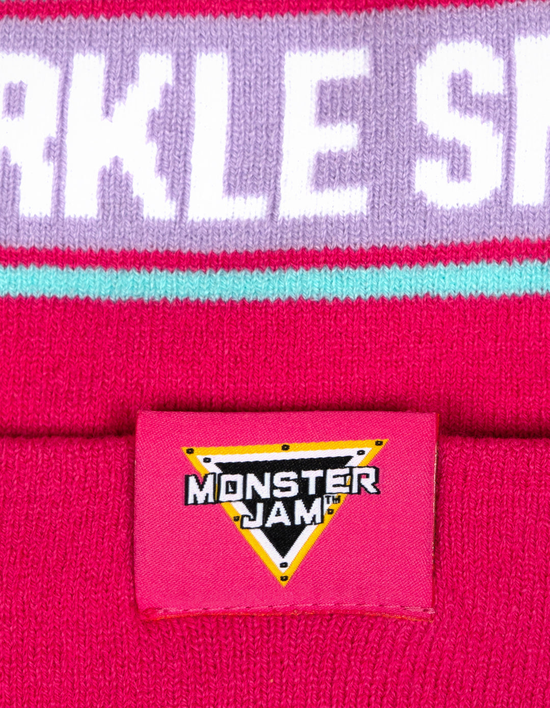 Monster Jam Sparkle Smash Women's Knit Beanie Hat Fuchsia