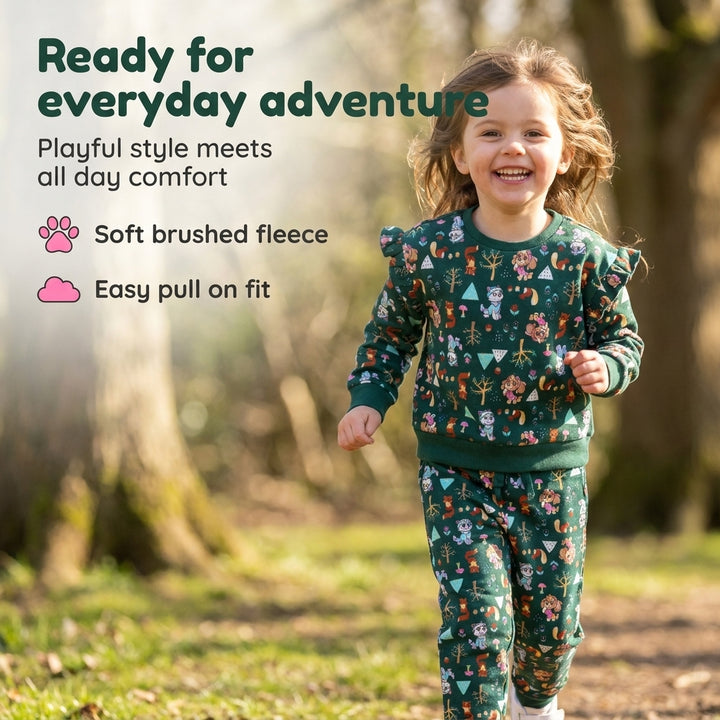 Paw Patrol Girls' Fleece Sweatshirt and Pants Set Skye Everest Green
