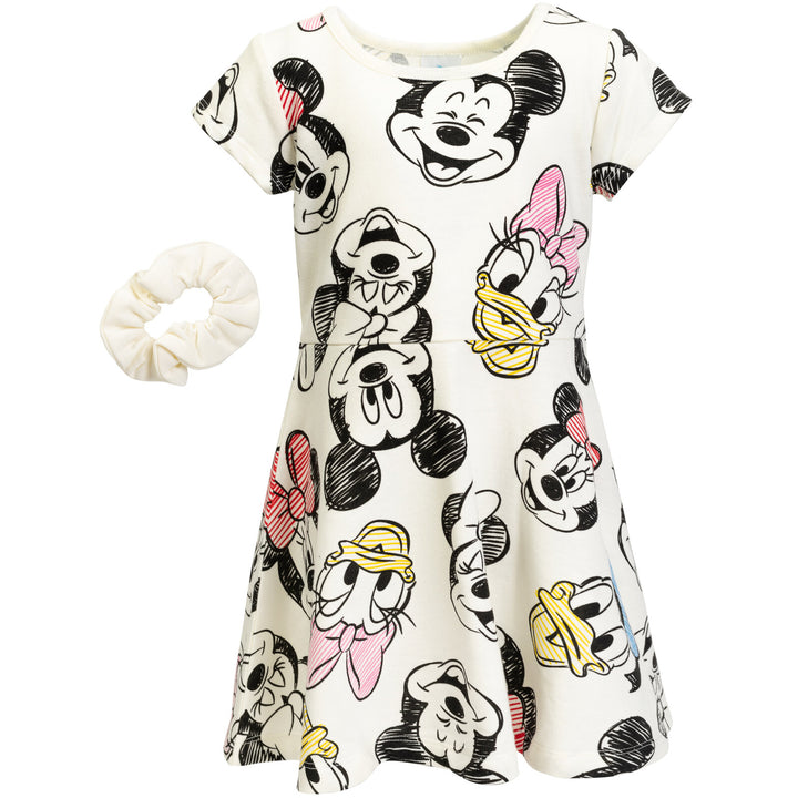 Disney Mickey Mouse & Friends Girls' Skater Dress and Scrunchie Set Tusk