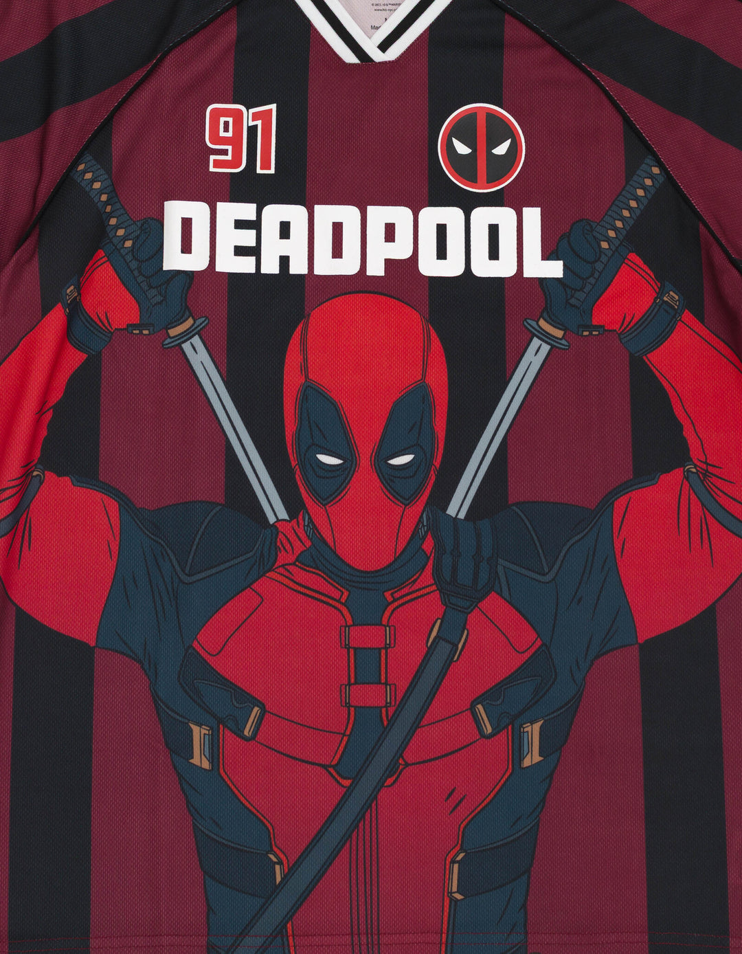 Marvel Deadpool & Wolverine Men's Athletic Jersey Shirt  V-neck T-Shirt Maroon
