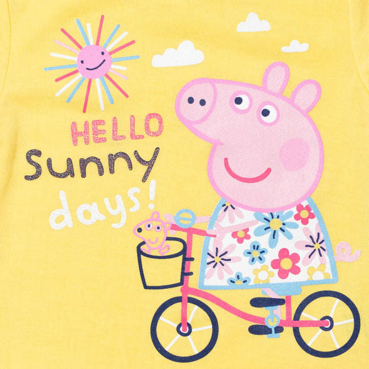 Peppa Pig Girls' 2-Piece T-Shirt and Bike Shorts Set Yellow