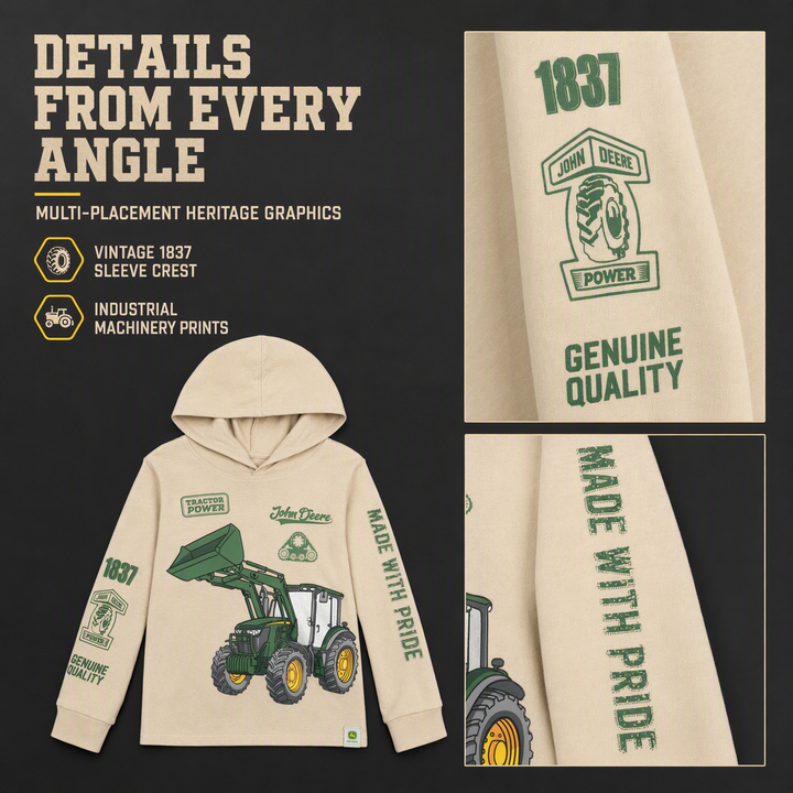 John Deere Boys' Pullover Hoodie Khaki