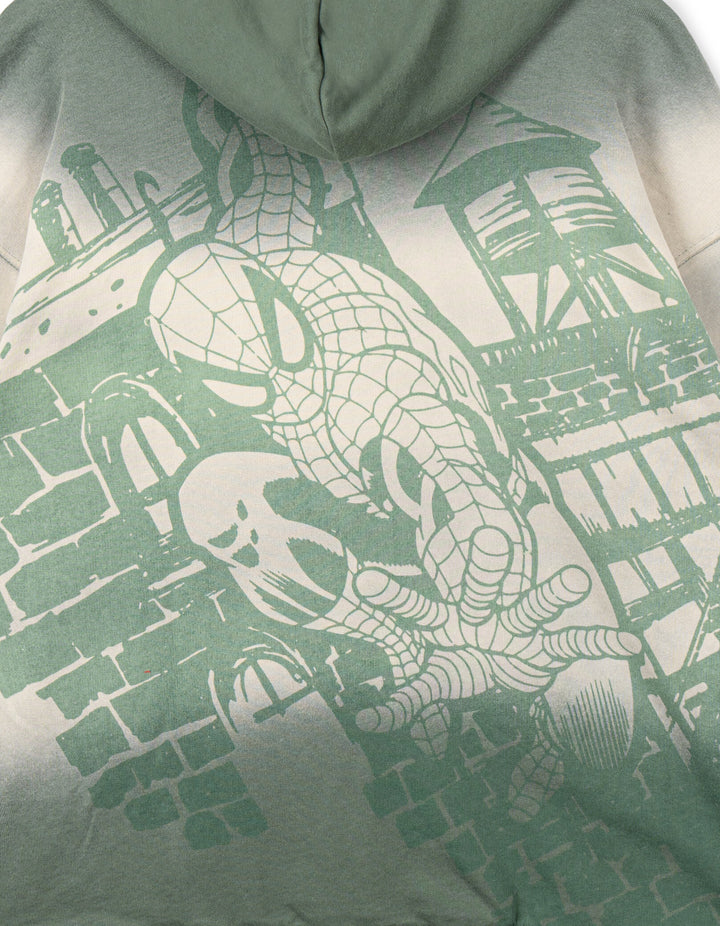 Marvel Spider-Man Women's Fleece Pullover Hoodie Olive Cream Spiderman