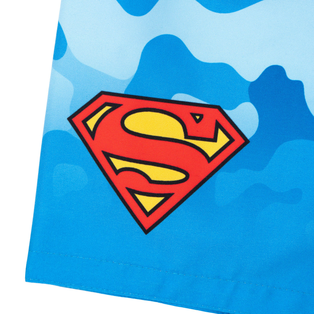 DC Comics Justice League Superman Cosplay Rash Guard and Swim Trunks Set Red