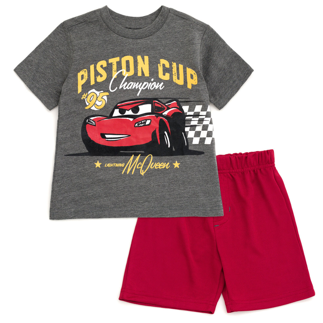 Cars Lightning McQueen Racing 2-Piece T-Shirt and Shorts Set Gray Red