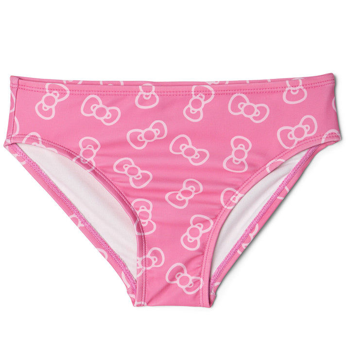 Hello Kitty Girls' 2-Piece Long Sleeve Rash Guard and Bikini Set Bow Pink