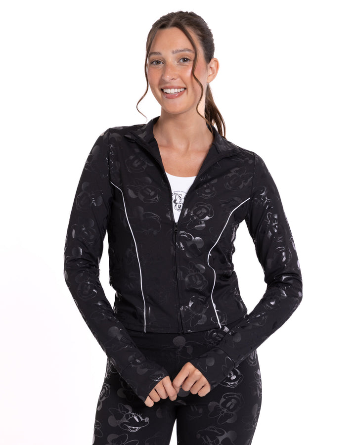Minnie Mouse Women's Athletic Zip-Up Jacket Black