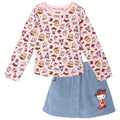 Hello Kitty Girls' Long Sleeve Tee and Corduroy Skirt Set Pink Blue