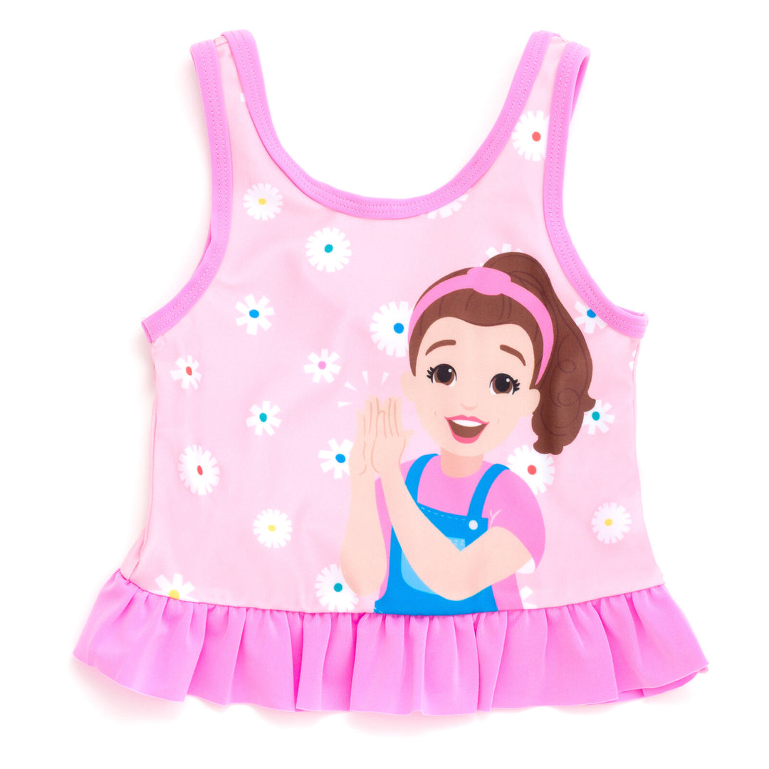 Ms. Rachel Girls' Swimwear 2-Piece Tankini and Bikini Bottom Set Ms Pink Daisy