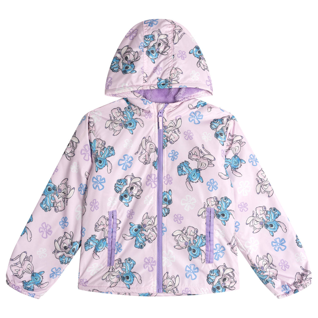 Lilo & Stitch Girls' Fleece Lined Hooded Rain Jacket