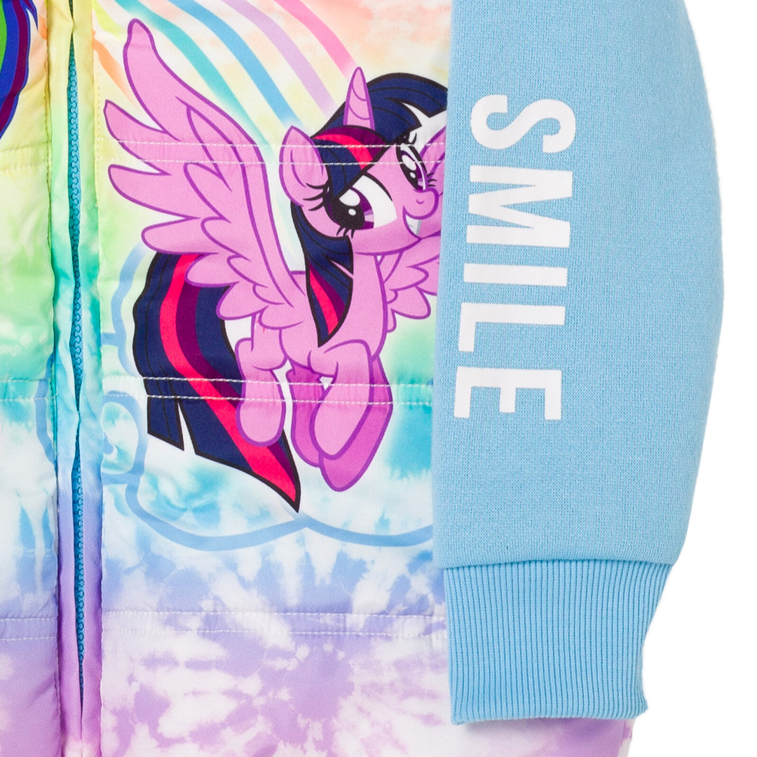 My Little Pony Girls' Cosplay Hooded 2fer Jacket Light Blue Tie Dye